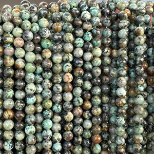 African Turquoise 6mm round natural gemstone beads 16" strand - Oz Beads 