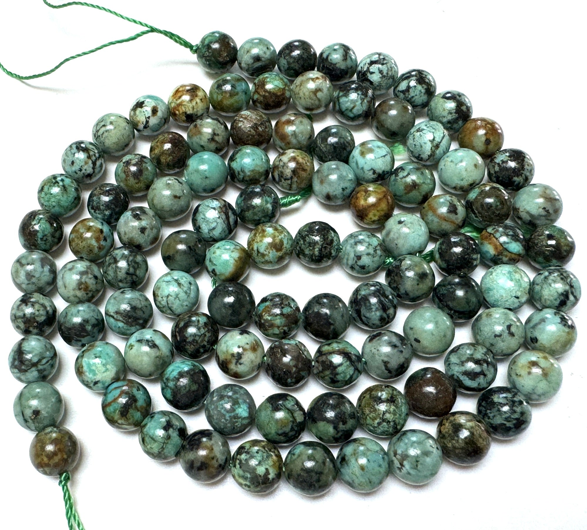 African Turquoise 8mm round natural gemstone beads 15.5" strand - Oz Beads 