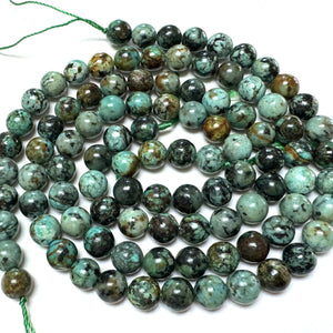 African Turquoise 8mm round natural gemstone beads 15.5" strand - Oz Beads 