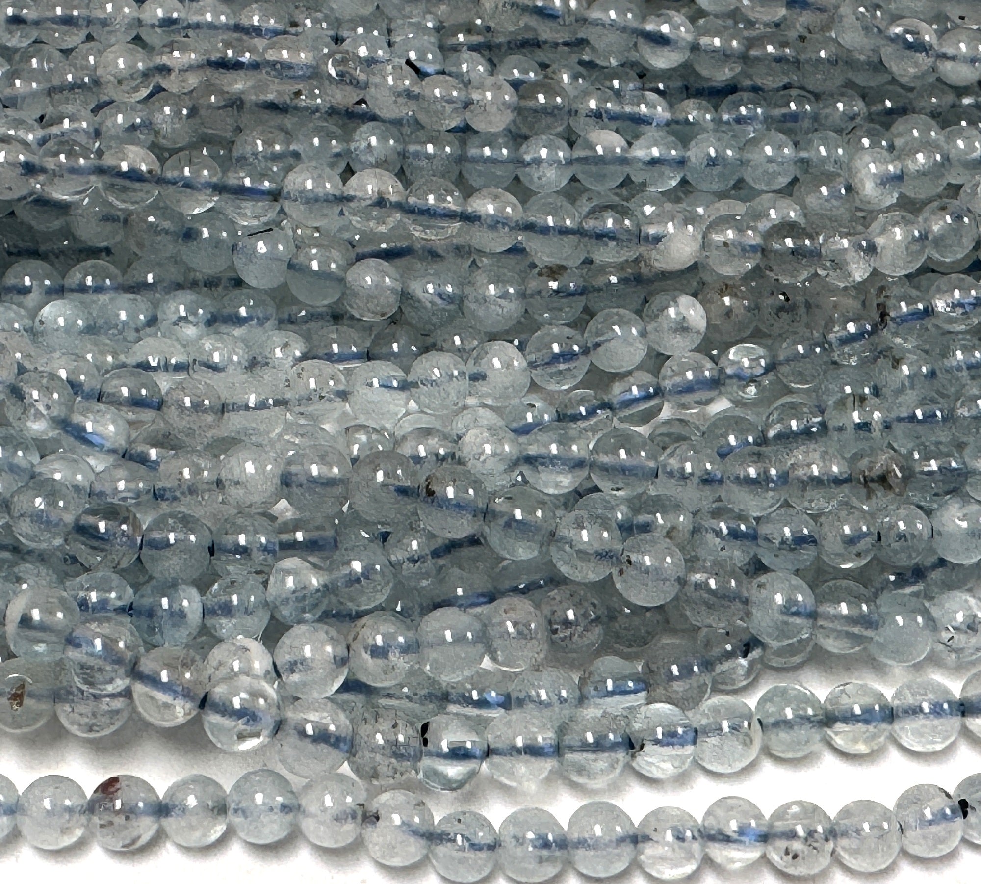 Aquamarine 3mm round polished natural gemstone beads 40cm strand