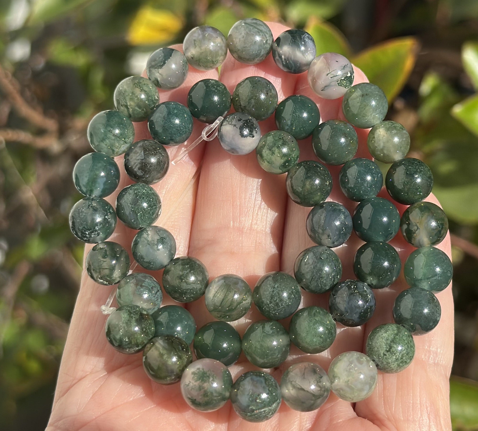 Moss Agate 8mm round natural gemstone beads 15.5" strand