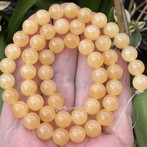 Yellow Honey Jade 8mm round natural gemstone beads 16" strand - Oz Beads 