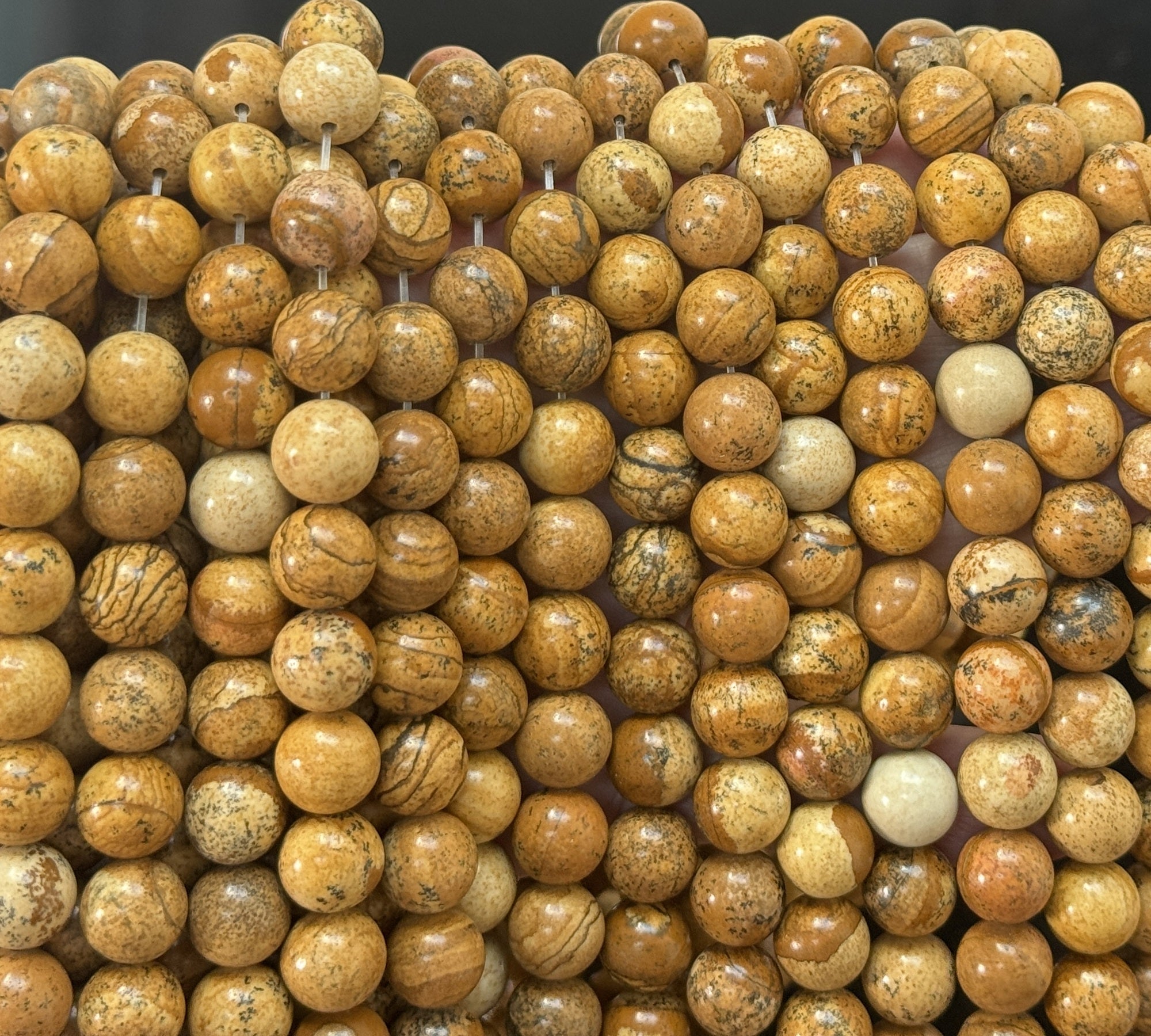 Picture Jasper 10mm round natural gemstone beads 39cm strand