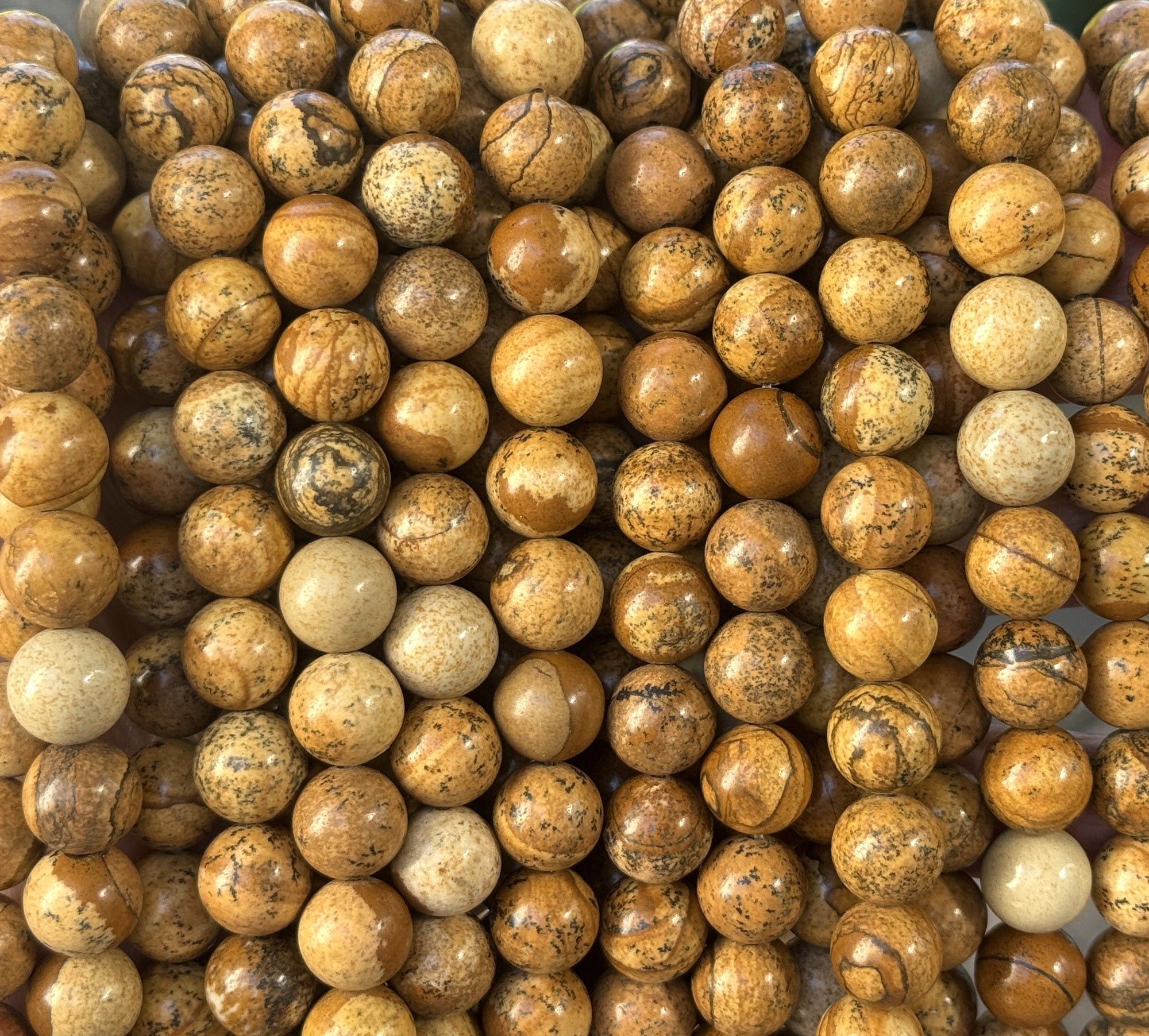 Picture Jasper 10mm round natural gemstone beads 39cm strand