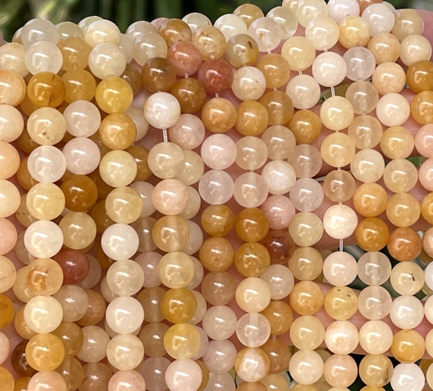 Multi Yellow Jade 8mm round natural gemstone beads 15.5" strand