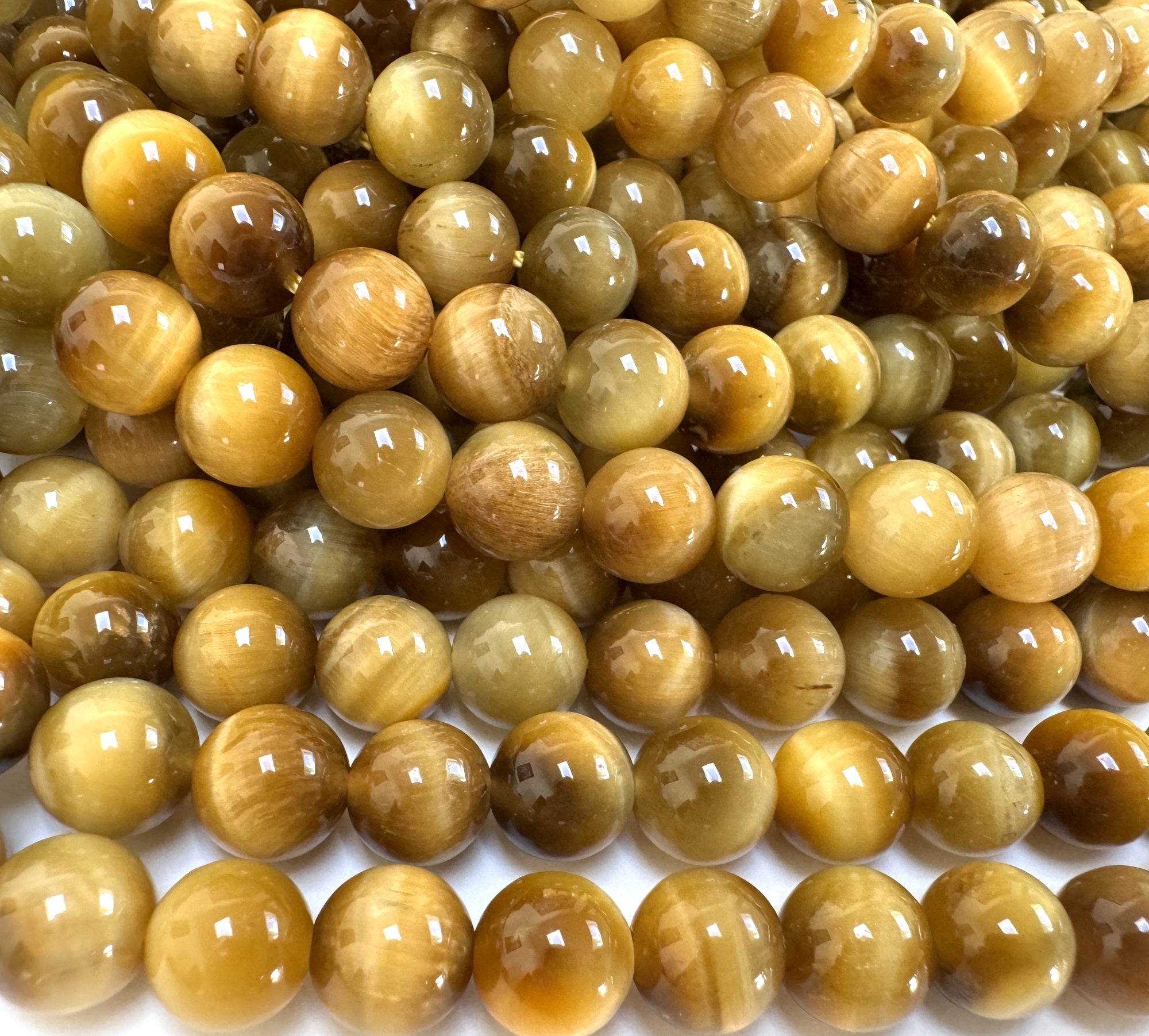 Golden Tiger Eye 8mm round gemstone beads 38cm strand