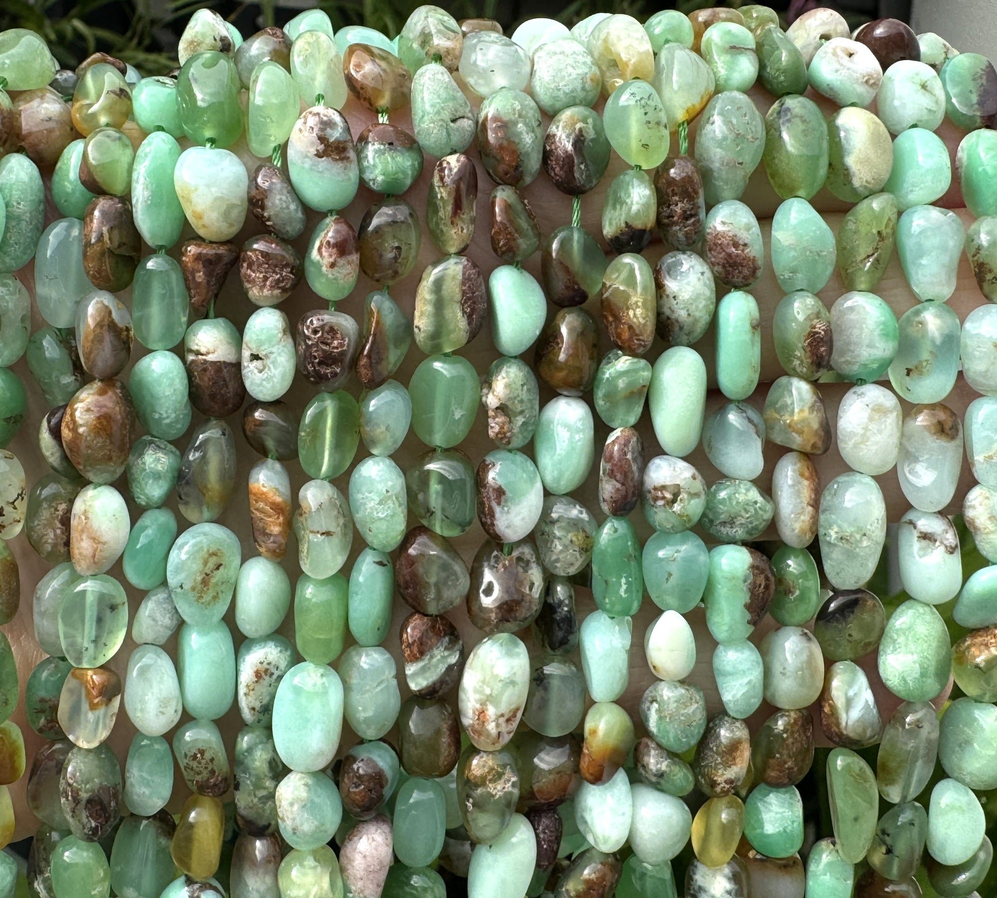 Australian Jade Chrysoprase 7-10mm nuggets natural gemstone beads 15.5" strand