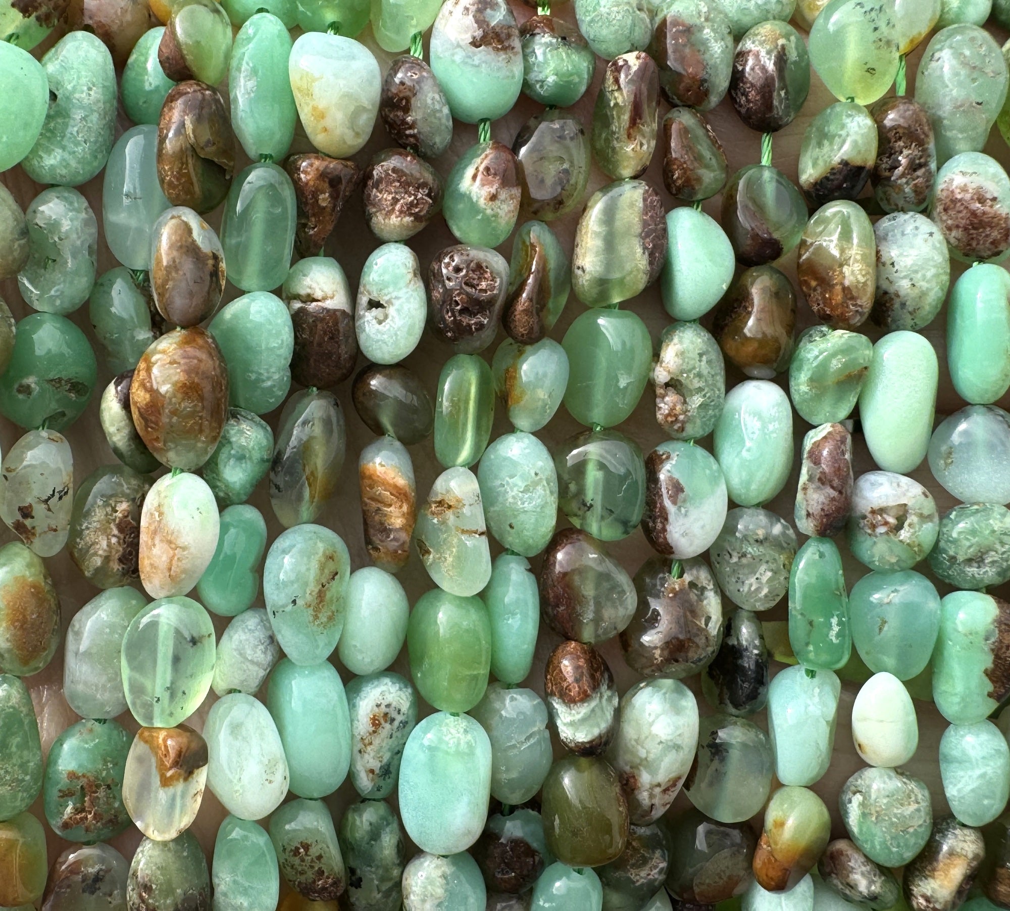 Australian Jade Chrysoprase 7-10mm nuggets natural gemstone beads 15.5" strand