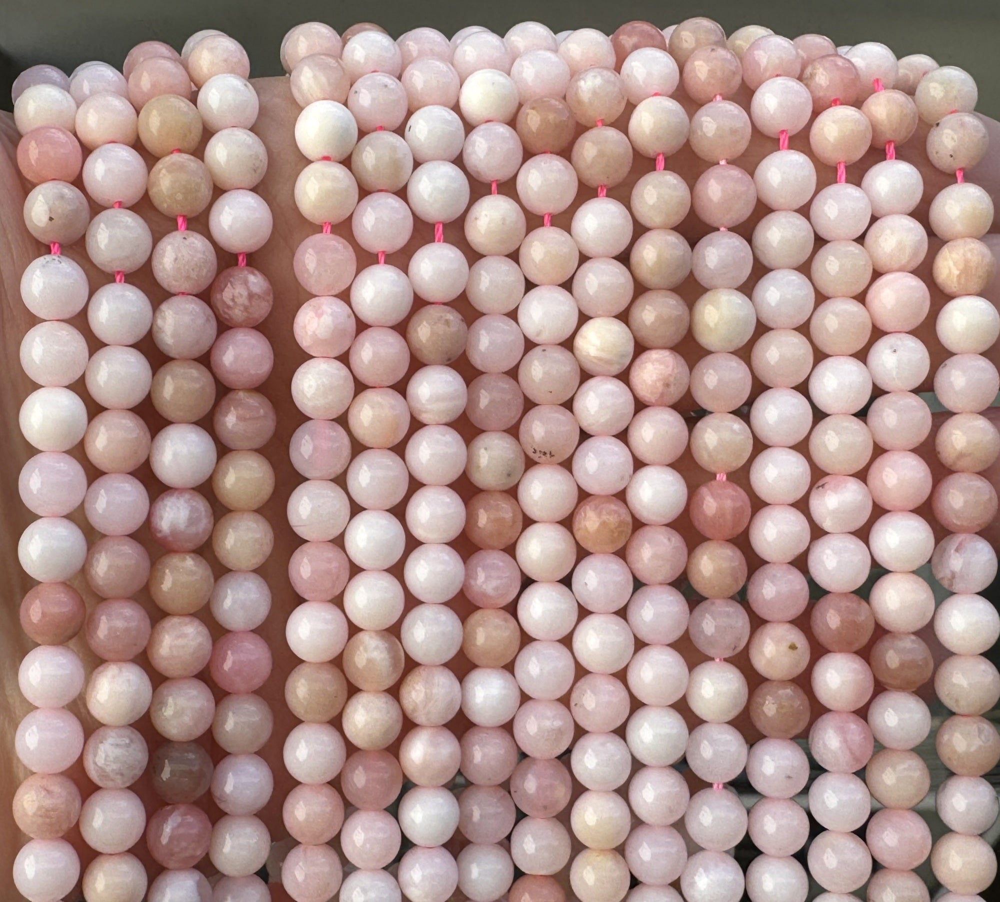 Peruvian Pink Opal 6mm round natural gemstone beads strand