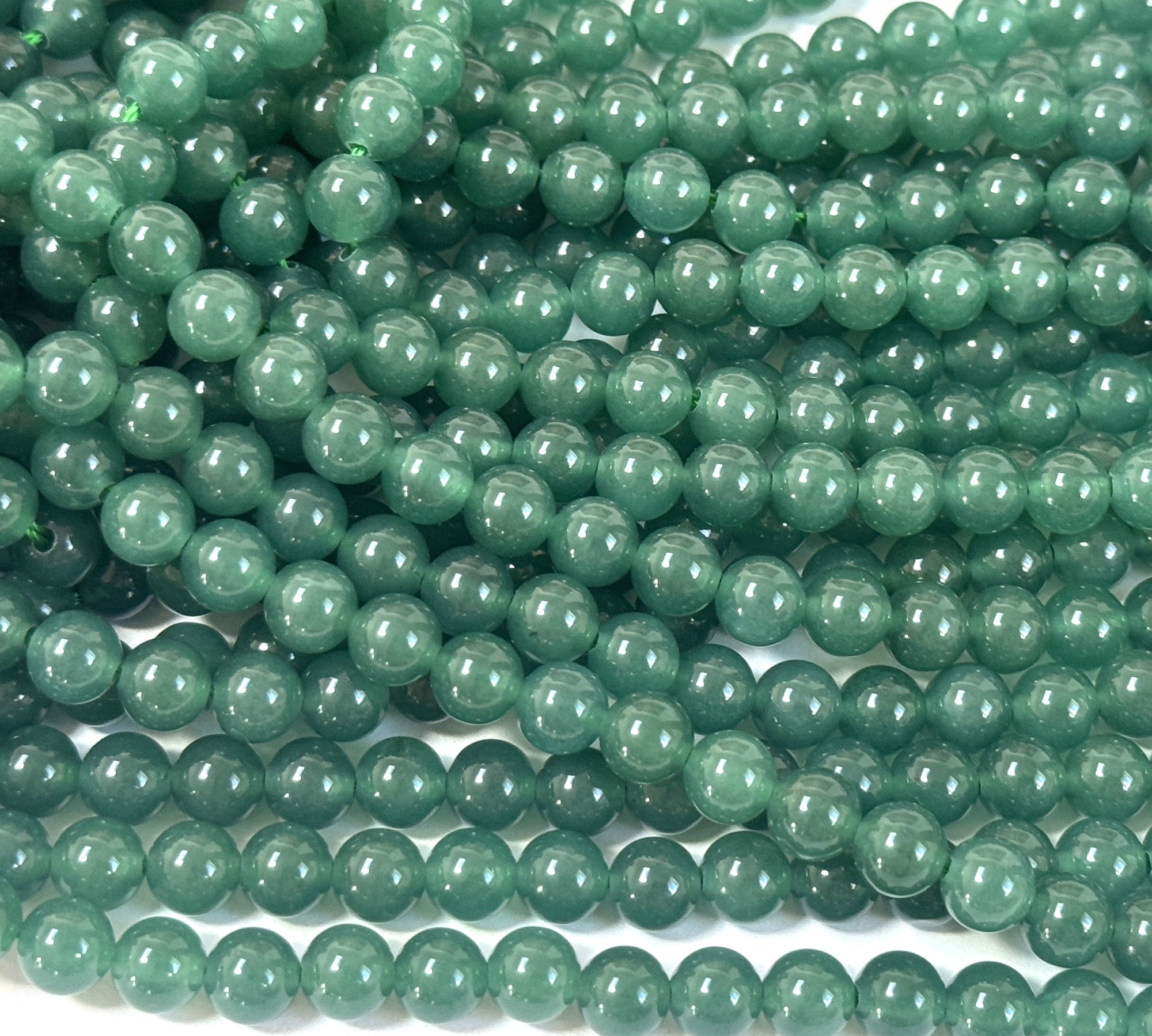 Dark Green Aventurine 6mm round natural gemstone beads 38cm strand