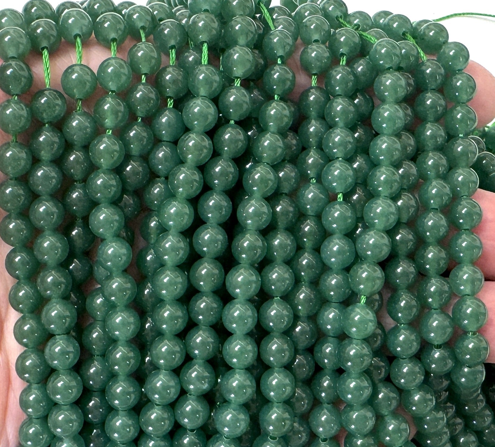 Dark Green Aventurine 6mm round natural gemstone beads 38cm strand