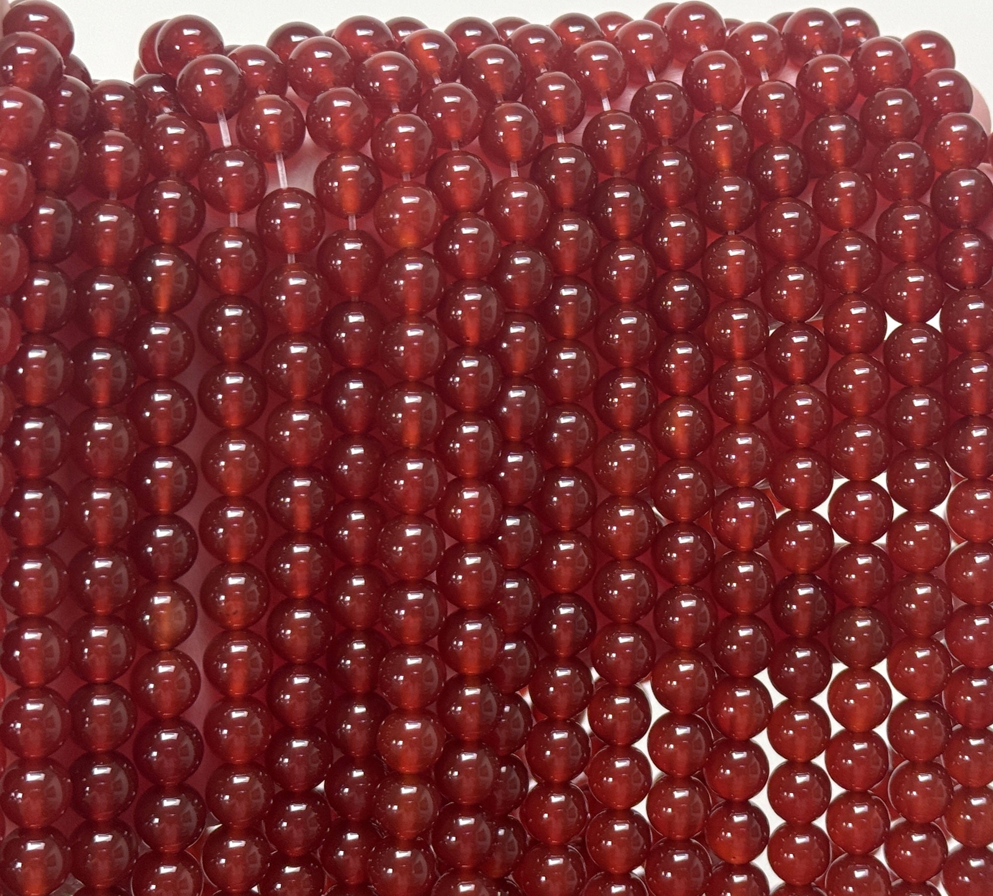 Red Carnelian Agate 7.7mm round gemstone beads 36cm strand