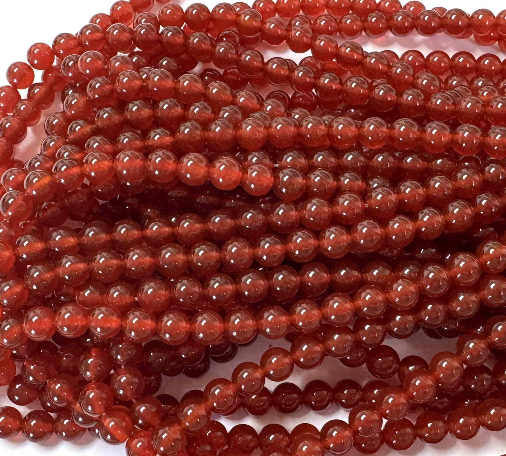 Red Carnelian Agate 7.7mm round gemstone beads 36cm strand