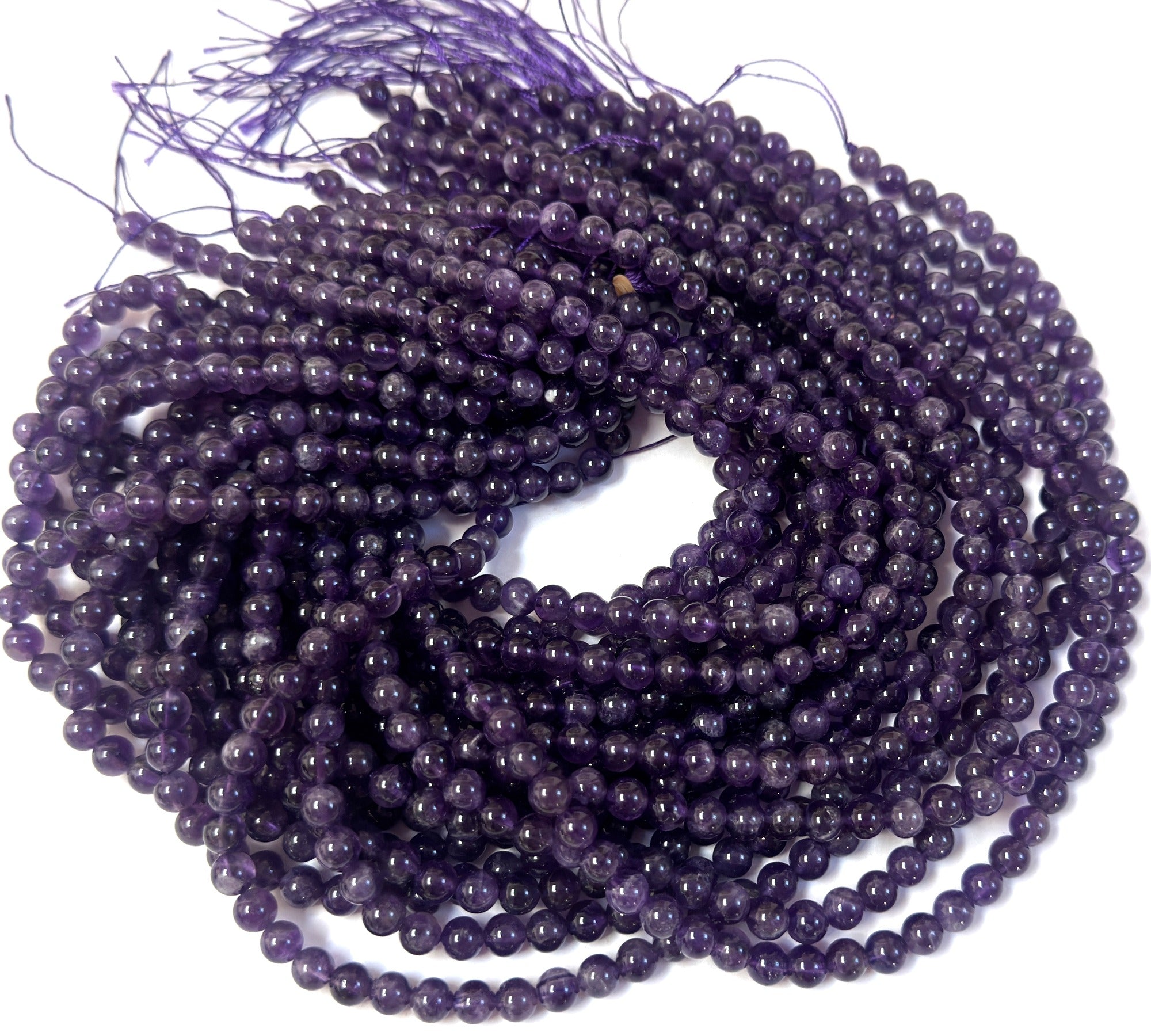 Dark Amethyst 6mm round natural gemstone beads 39cm strand