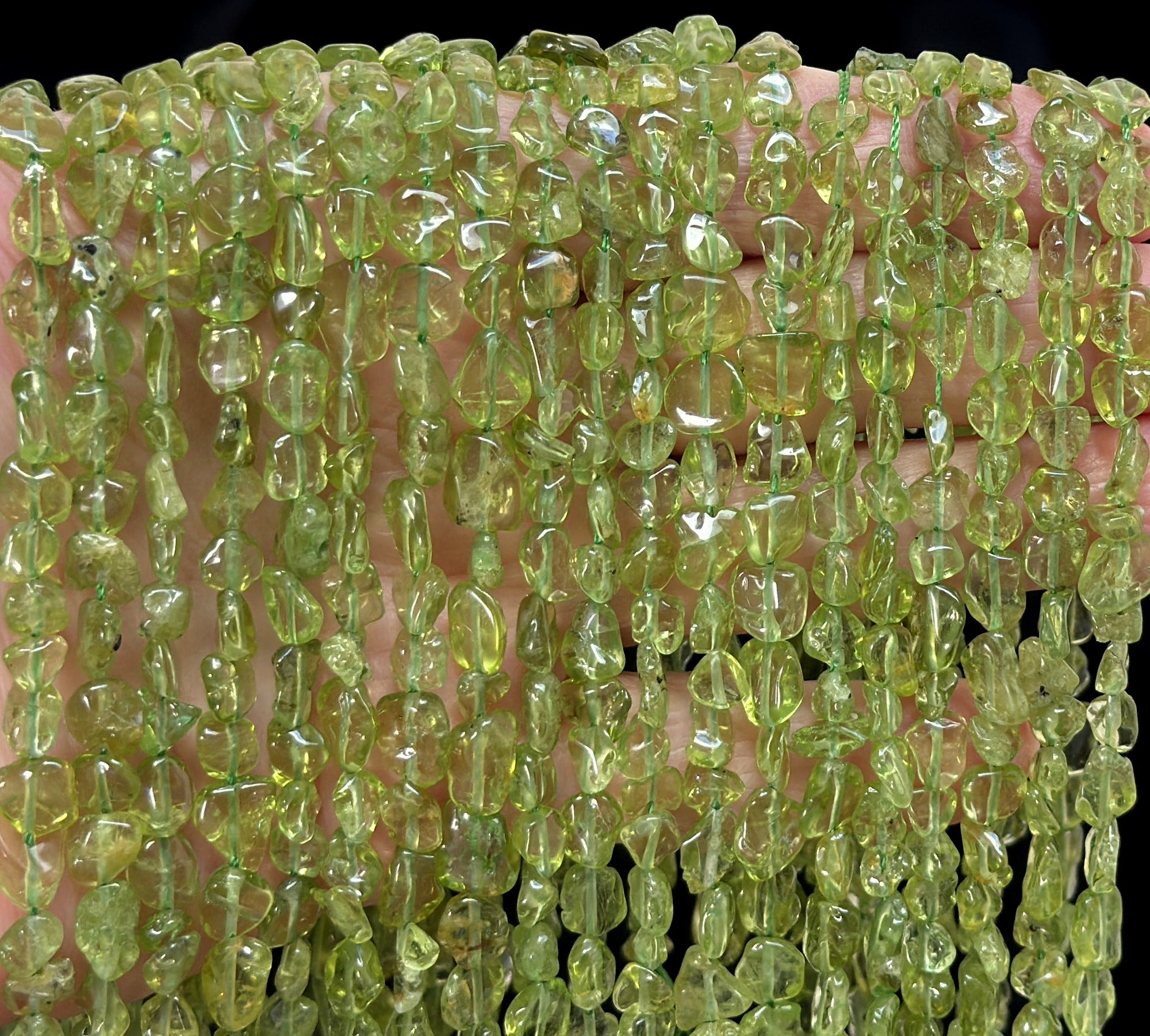 Peridot 5-8mm nuggets natural gemstone beads 40cm strand - Oz Beads 