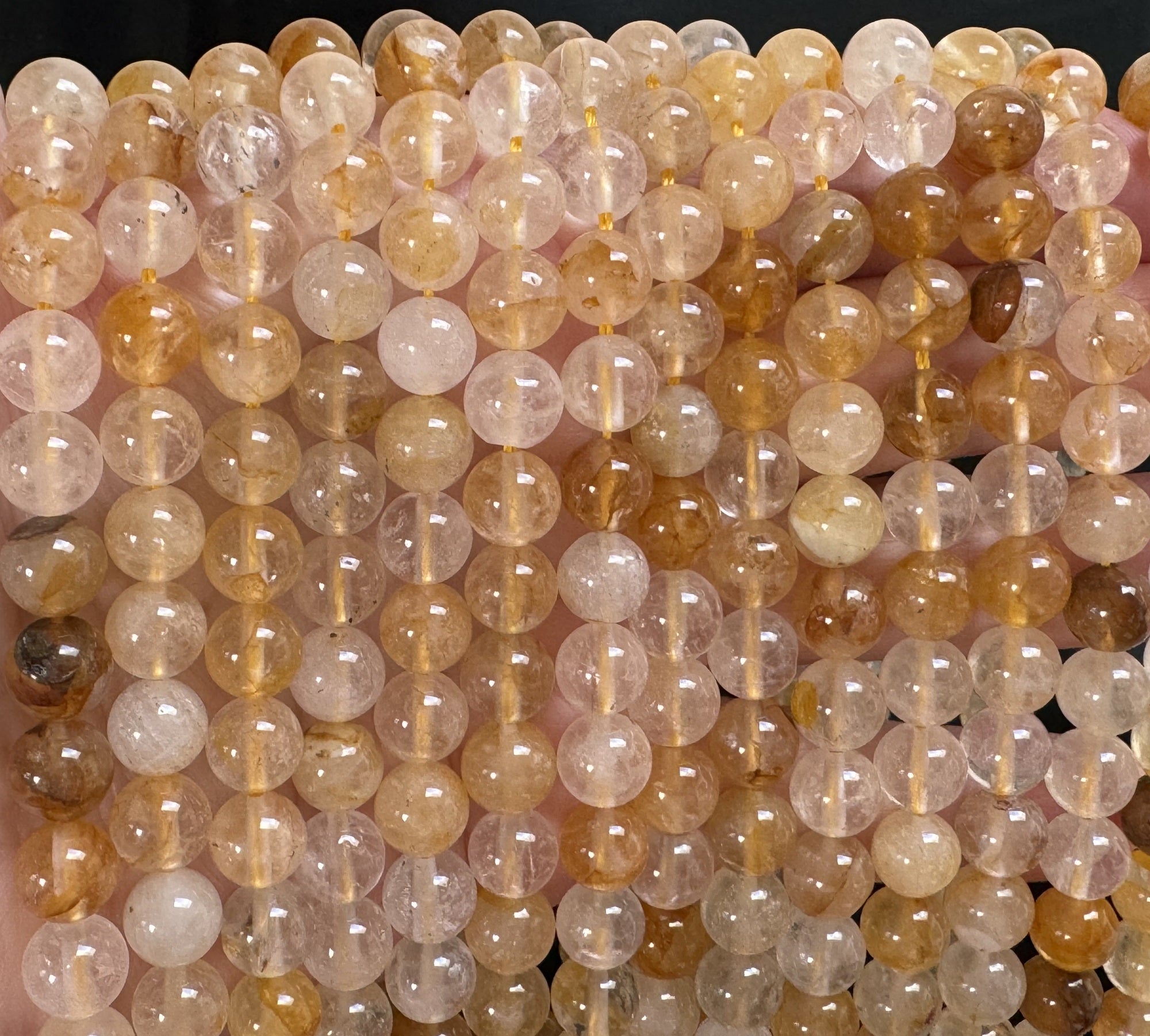 Golden Healer Quartz 8mm round natural gemstone beads 15.5" strand