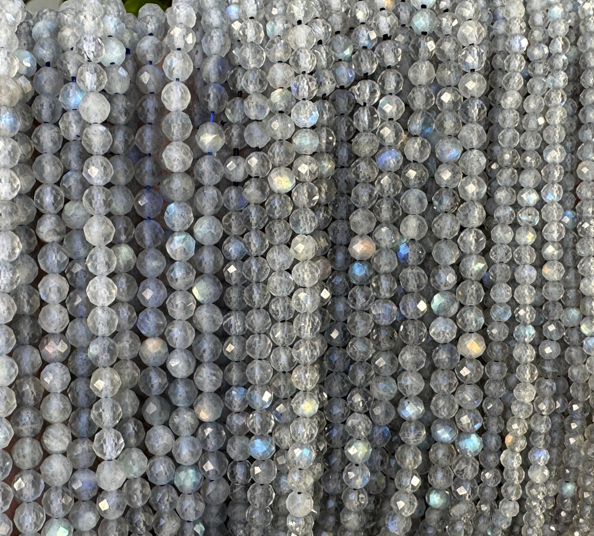 Labradorite 3mm 4mm faceted round natural gemstone beads 15.5" strand