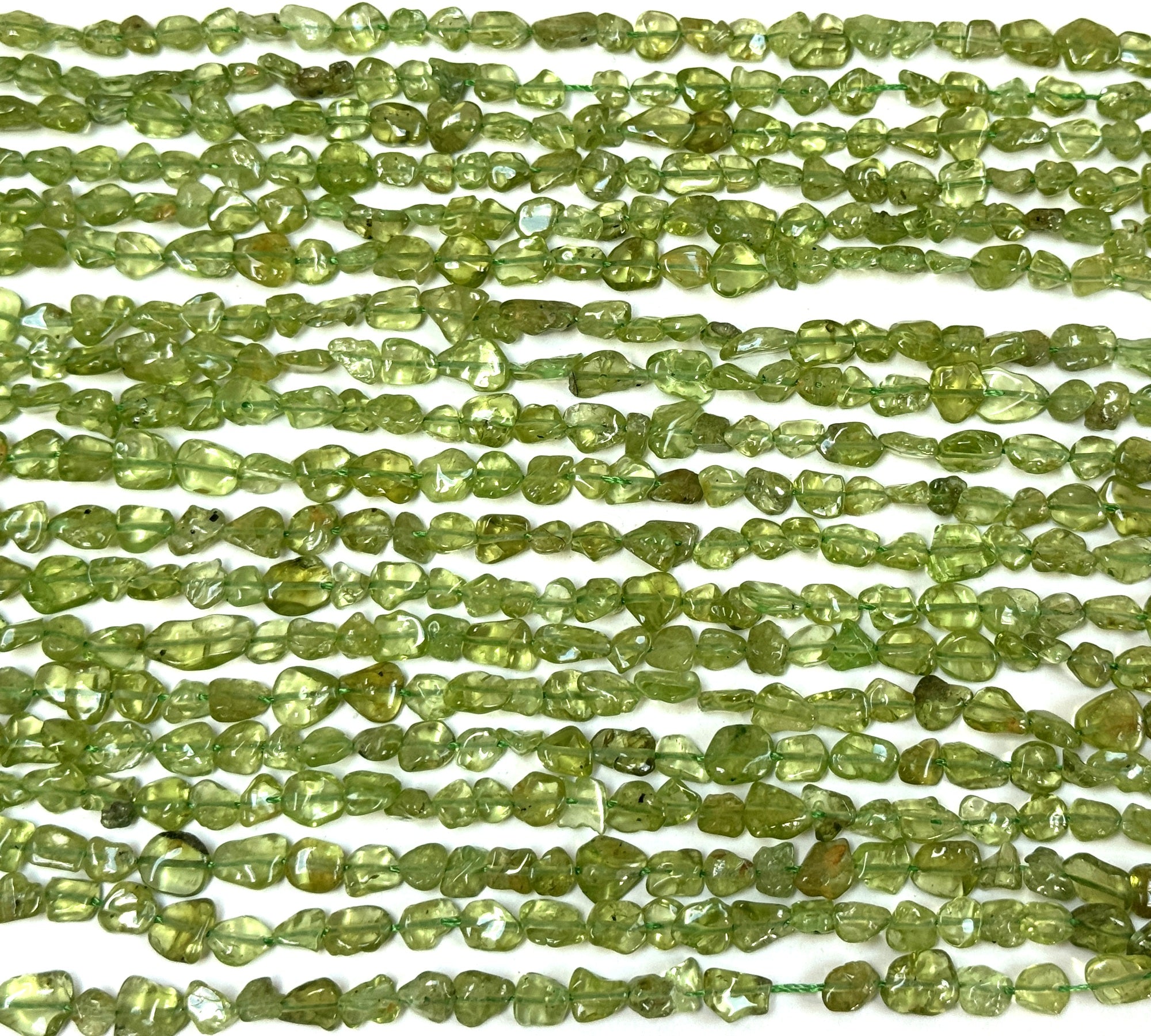 Peridot 5-8mm nuggets natural gemstone beads 40cm strand - Oz Beads 