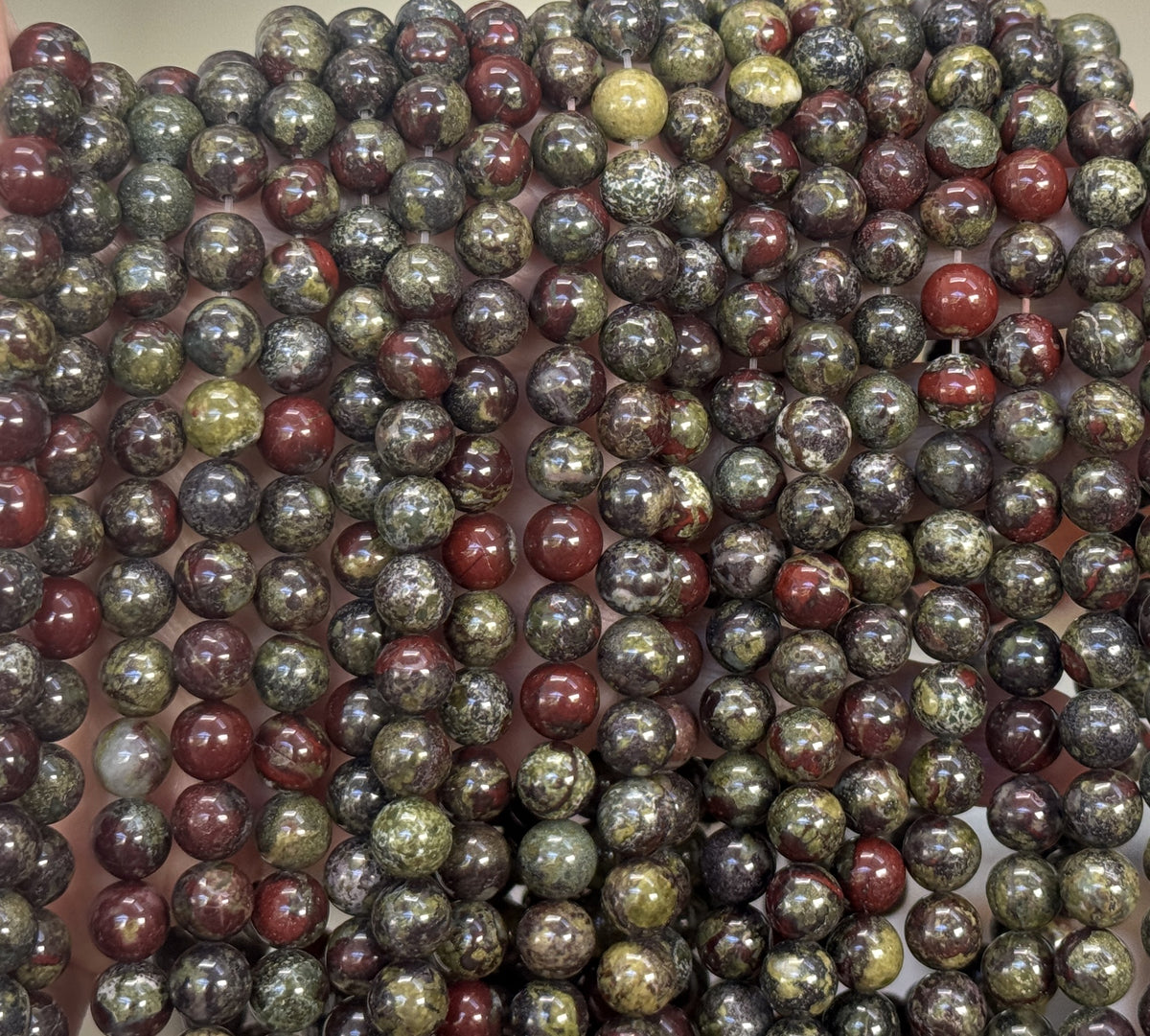Dragon Blood Jasper 8mm round natural gemstones beads 15.5" strand - Oz Beads 