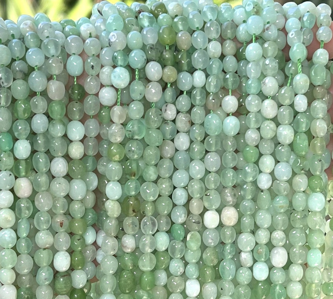 Australian Chrysoprase 5-6mm tiny nuggets natural gemstone beads 16" strand - Oz Beads 