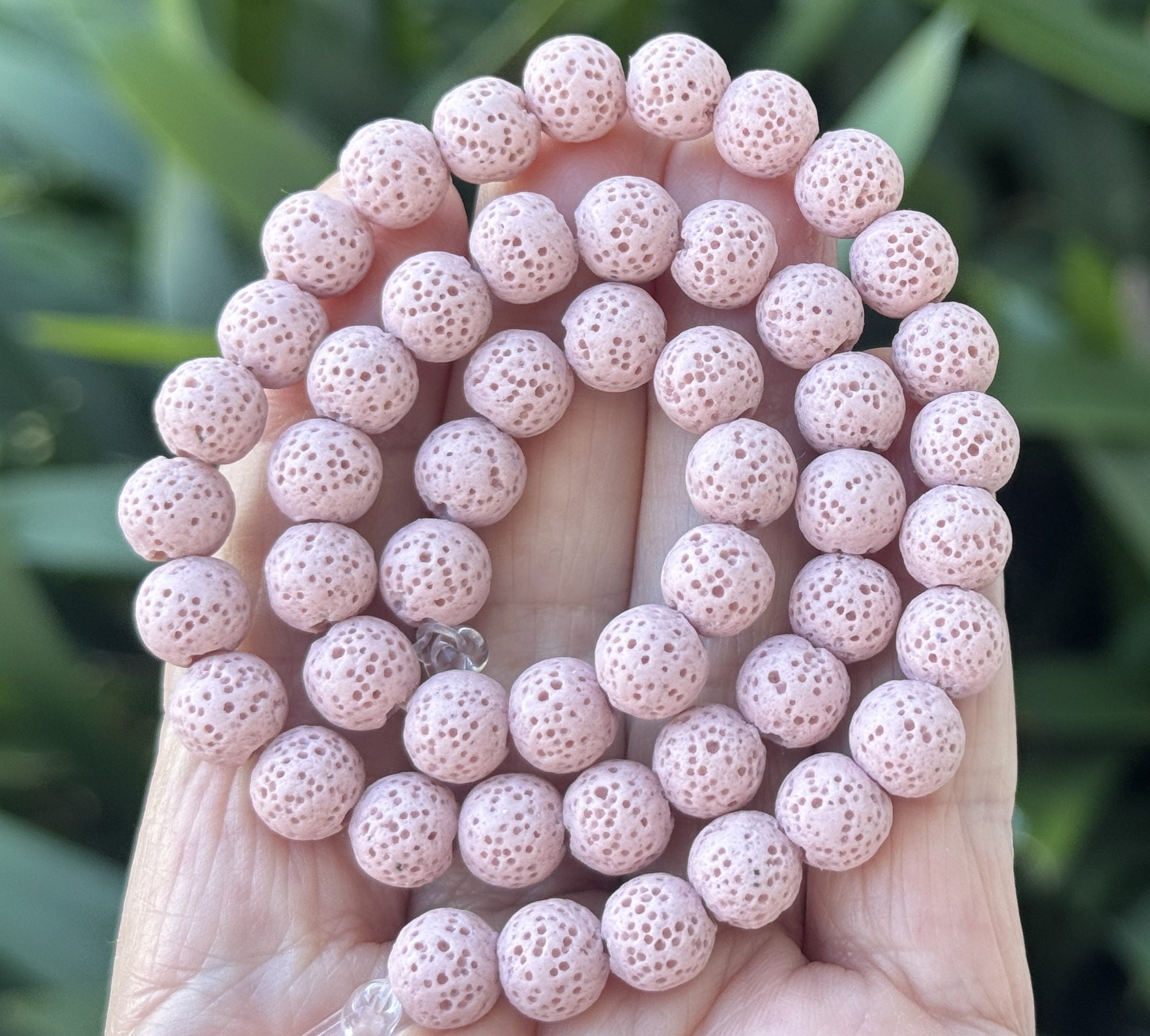 Lava Pink 6mm 8mm Round Volcanic Diffuser Beads 39cm Strand - Oz Beads 