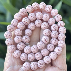 Lava Pink 6mm 8mm Round Volcanic Diffuser Beads 39cm Strand - Oz Beads 