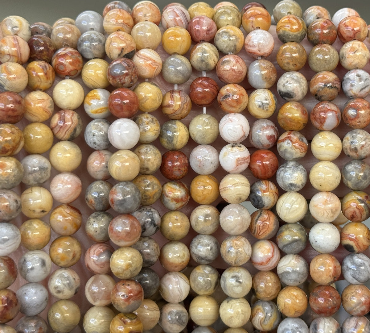 Crazy Lace Agate 8mm round natural gemstone beads 15" strand - Oz Beads 