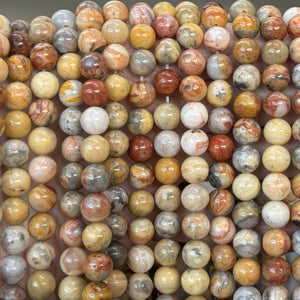 Crazy Lace Agate 8mm round natural gemstone beads 15" strand - Oz Beads 