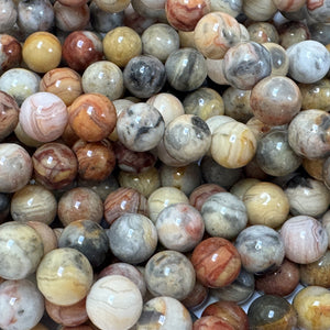 Crazy Lace Agate 8mm round natural gemstone beads 15" strand - Oz Beads 