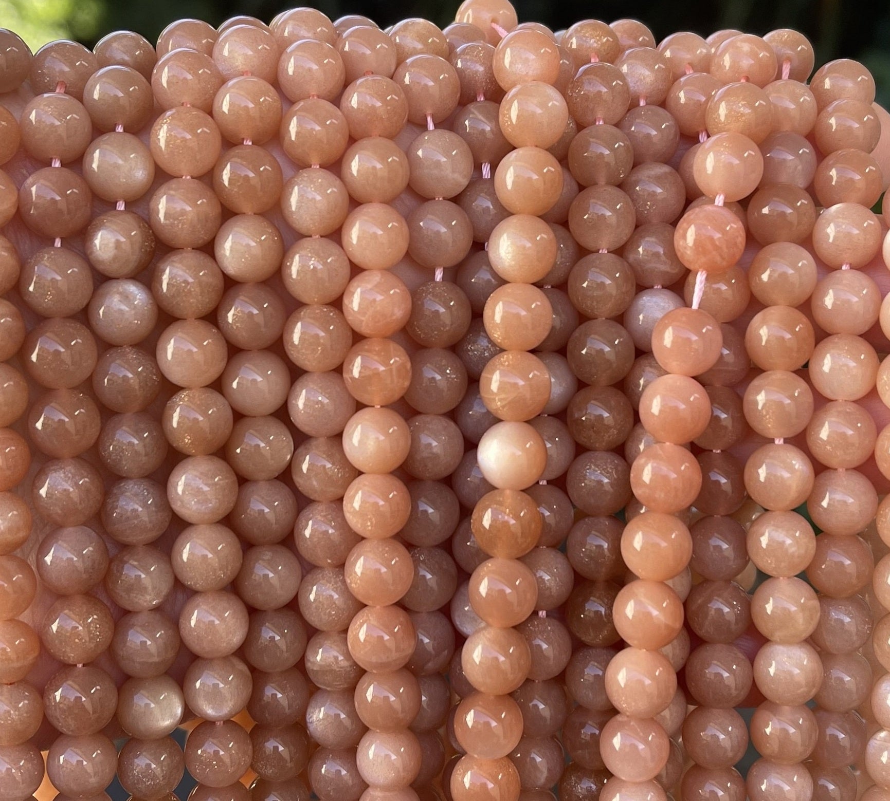 Orange Sunstone 8mm round natural gemstone beads 15.5" strand