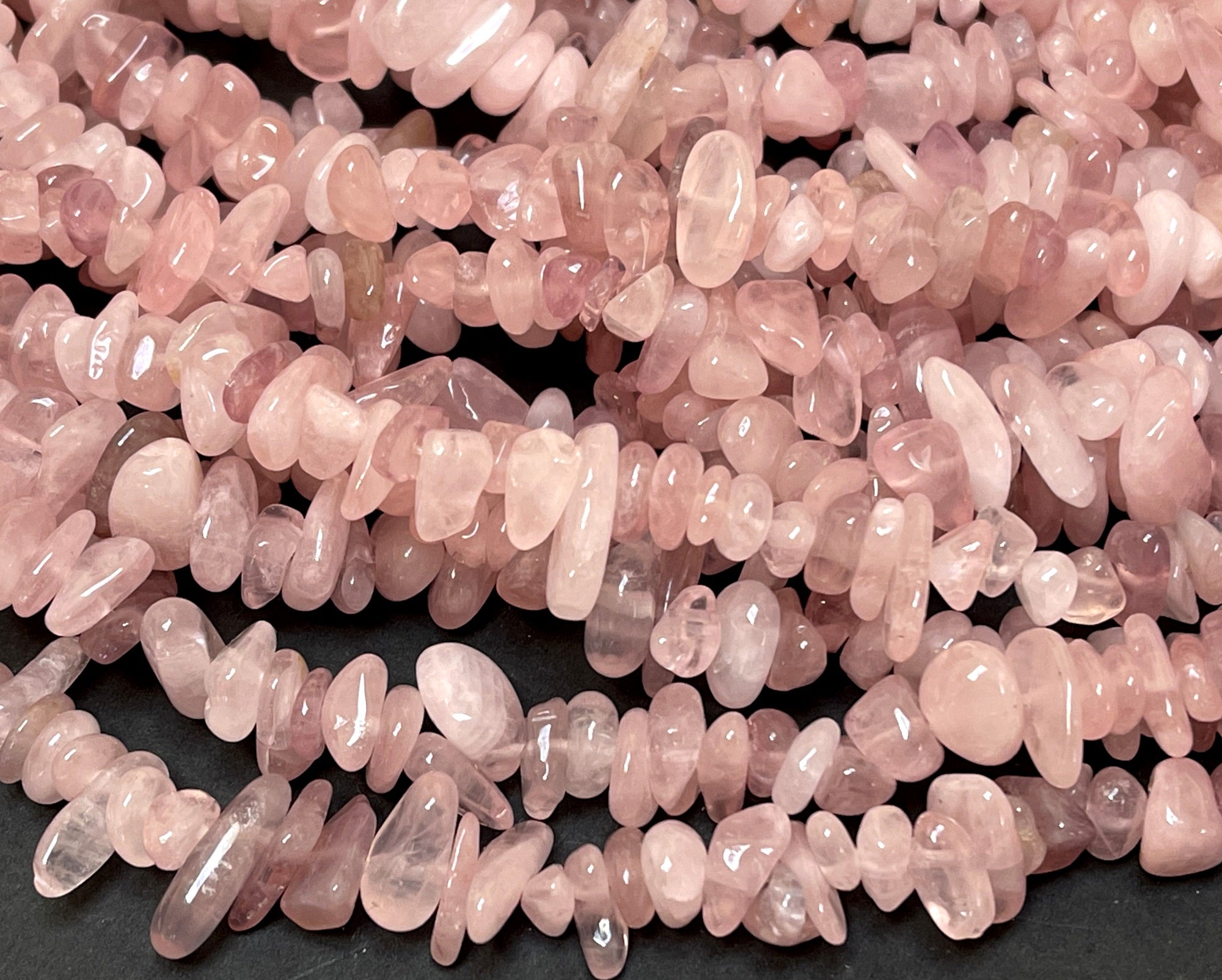 Madagascar Rose Quartz 6-10mm chip beads natural gemstone chips 32" strand