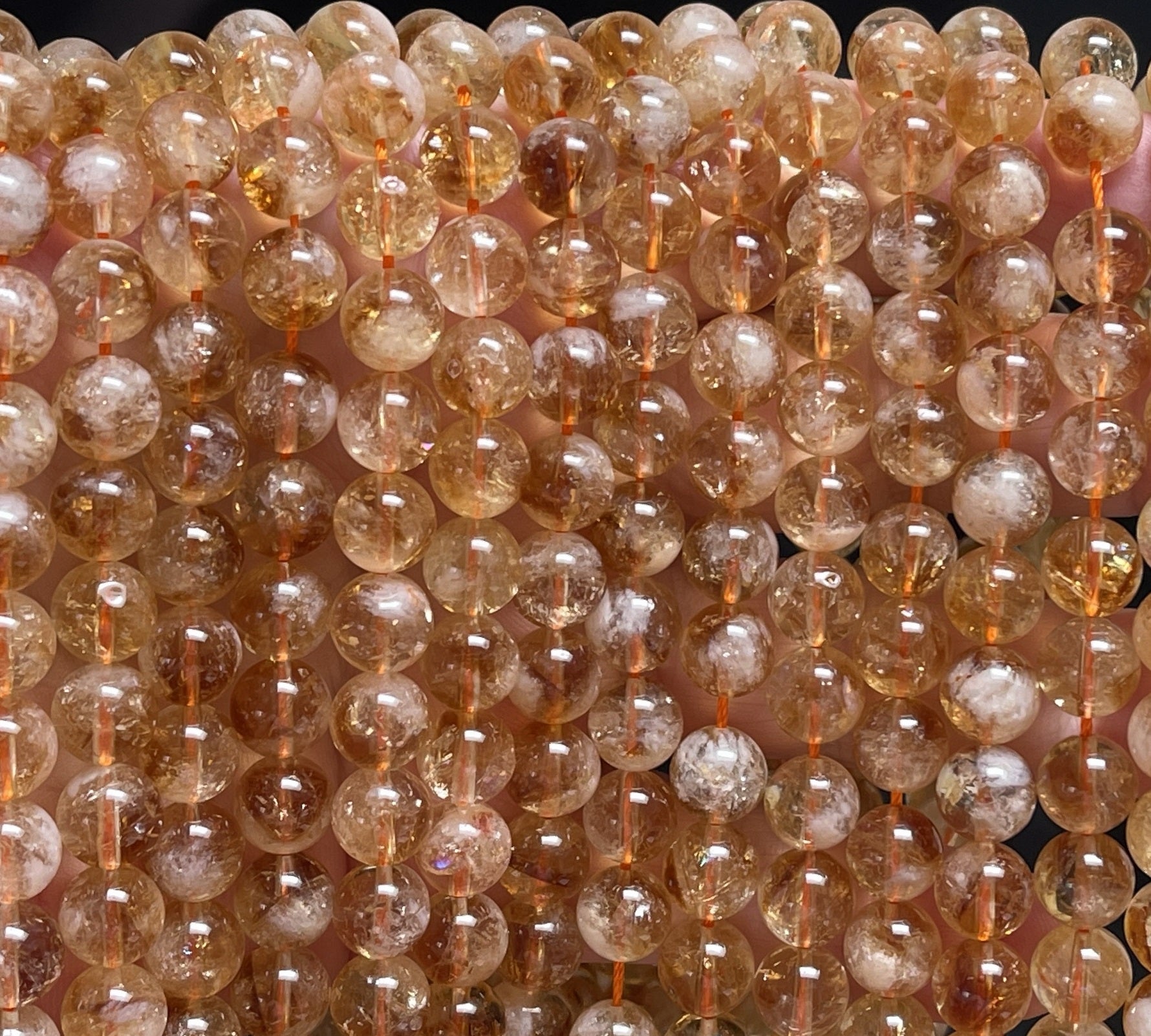 Citrine 8mm round natural gemstone gemstone beads 15" strand