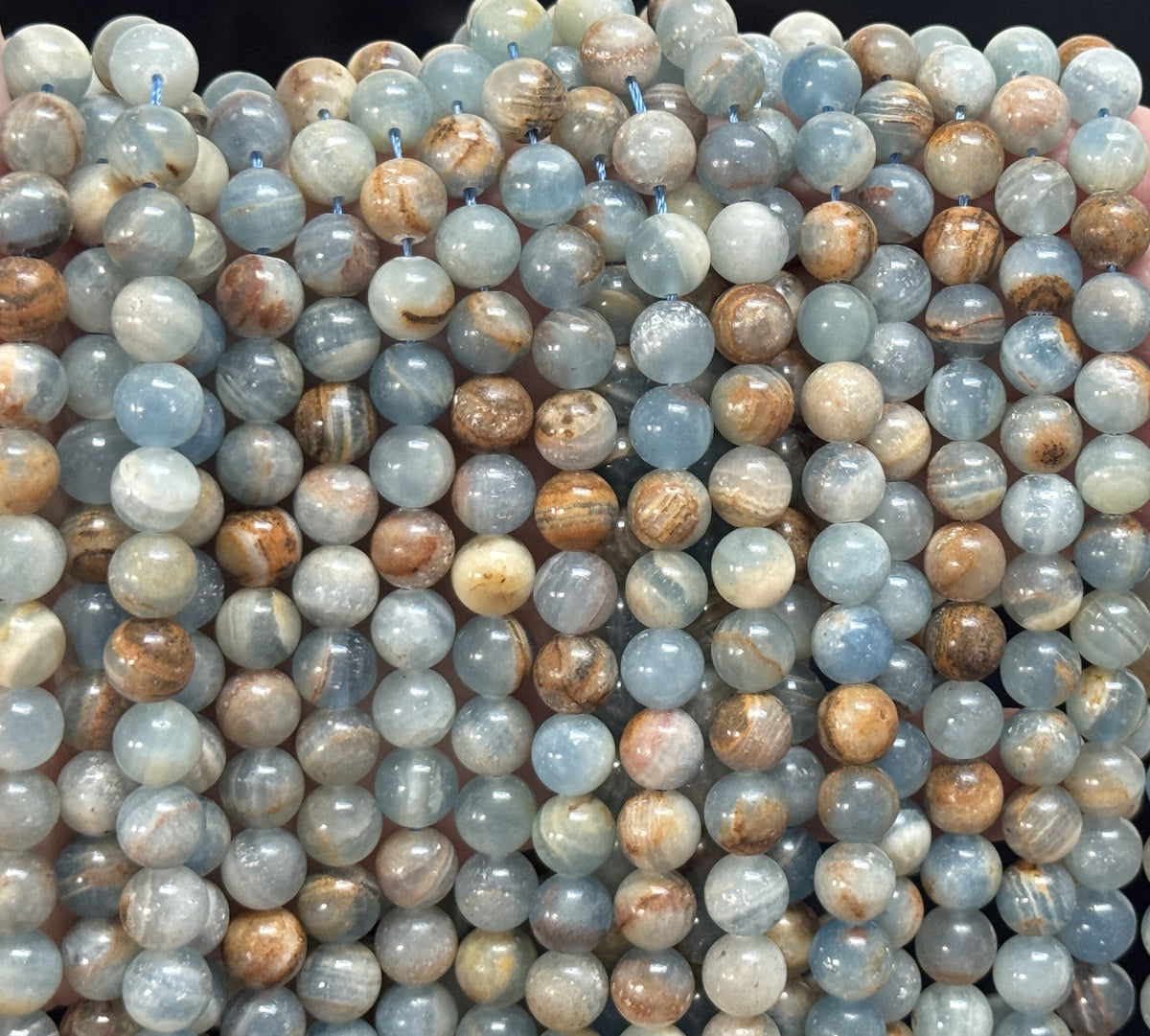 Argentina Lemurian Aquatine Calcite 8mm round natural gemstone beads - Oz Beads