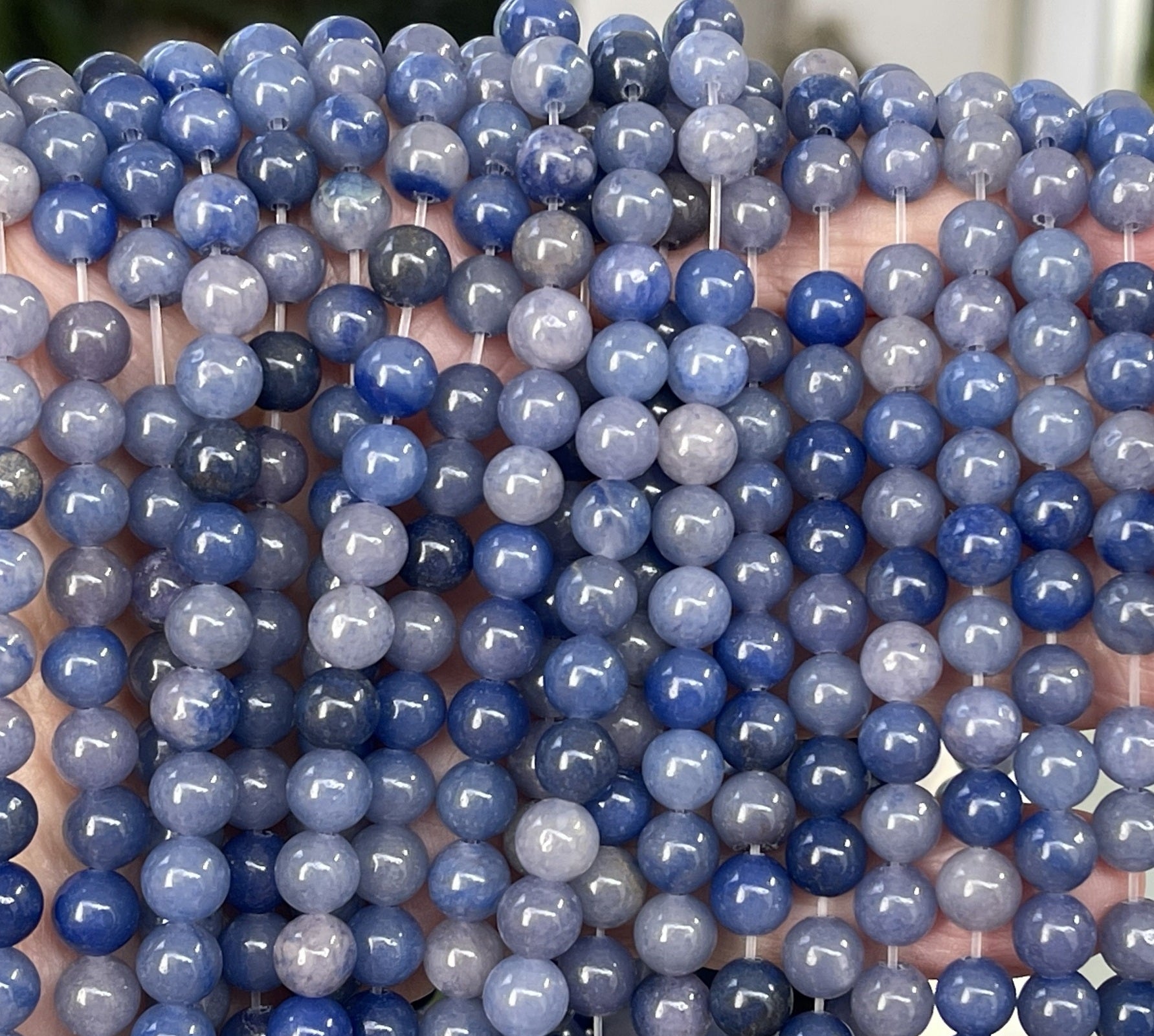 Blue Aventurine 6mm round natural gemstone beads 15" strand