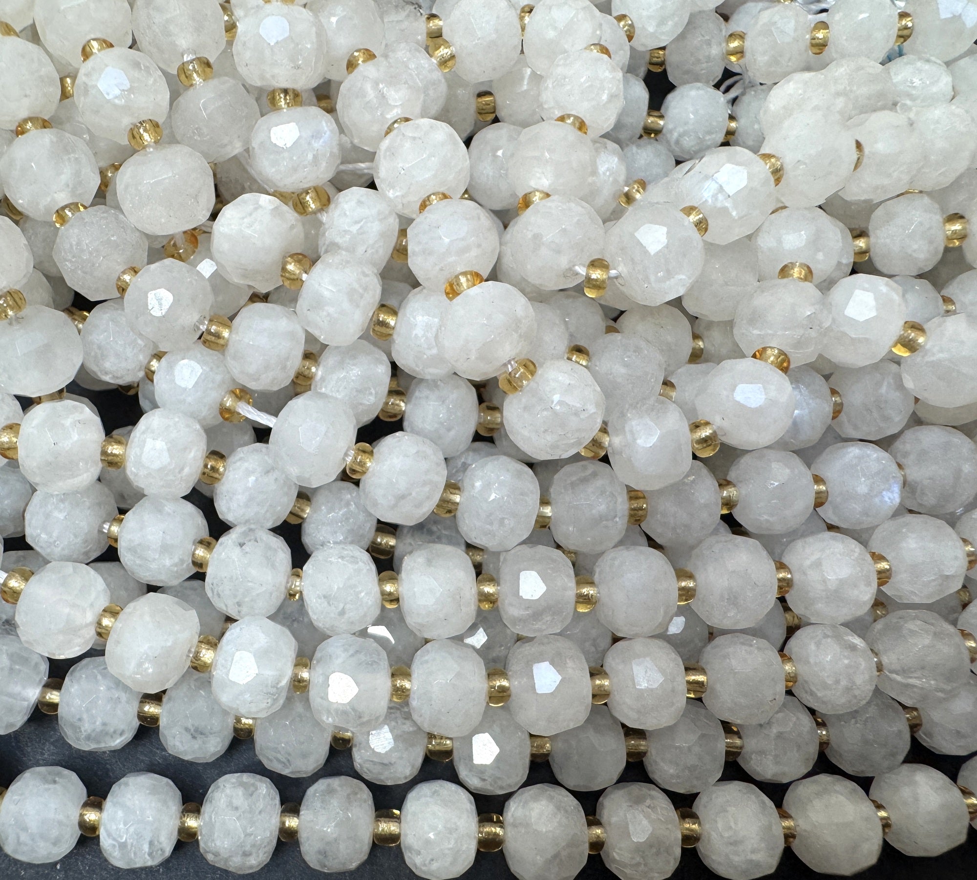 Moonstone 6x8mm faceted rondelle gemstone beads 38cm strand
