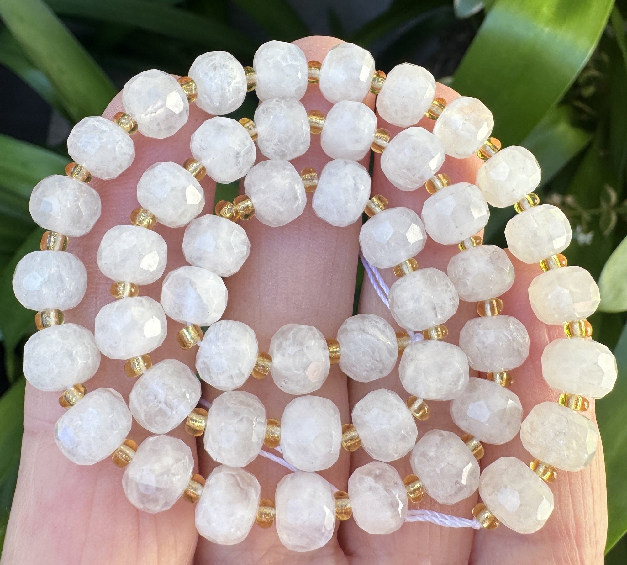Moonstone 6x8mm faceted rondelle gemstone beads 38cm strand