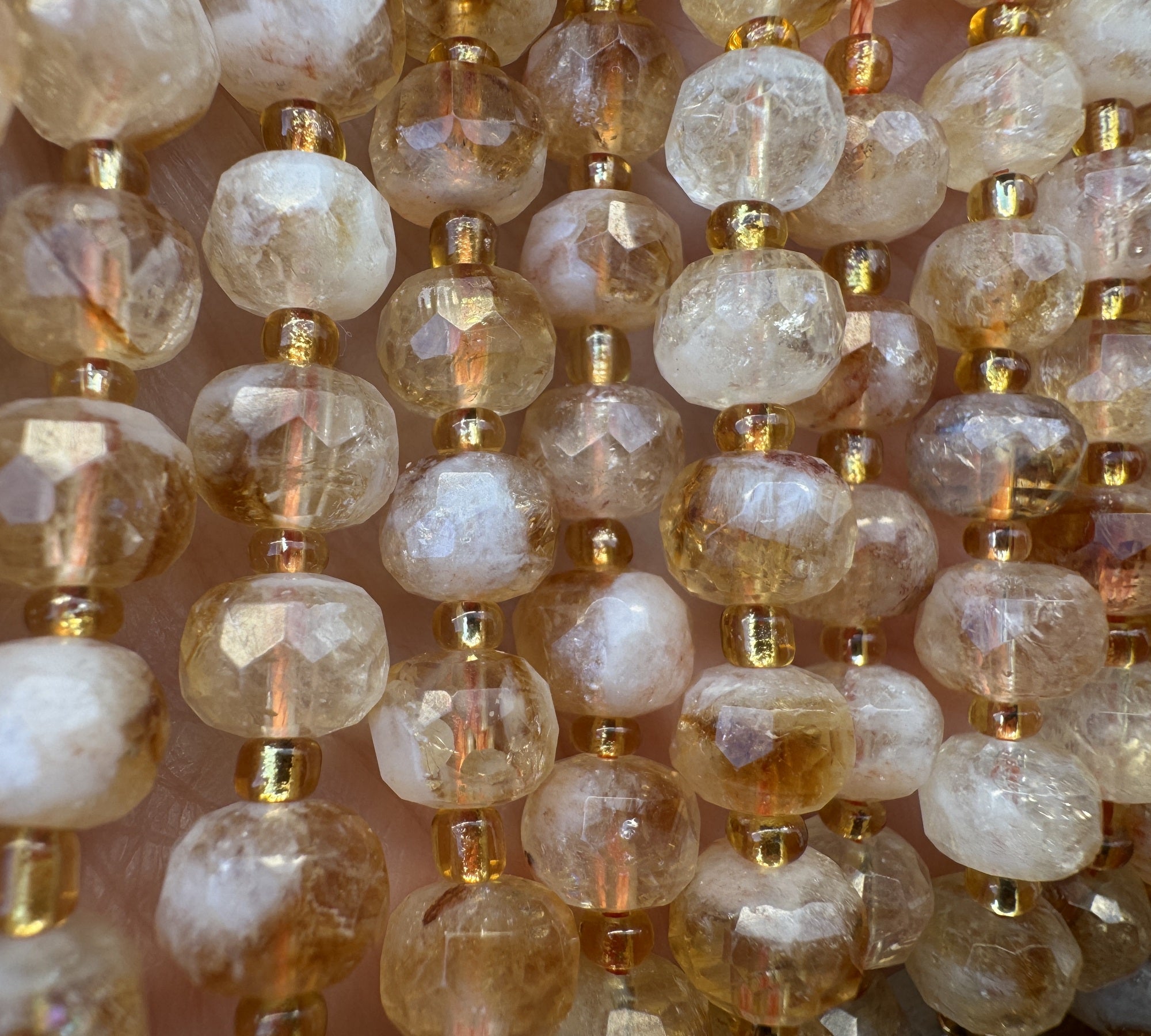 Citrine 6x8mm faceted rondelle natural gemstone beads 38cm strand