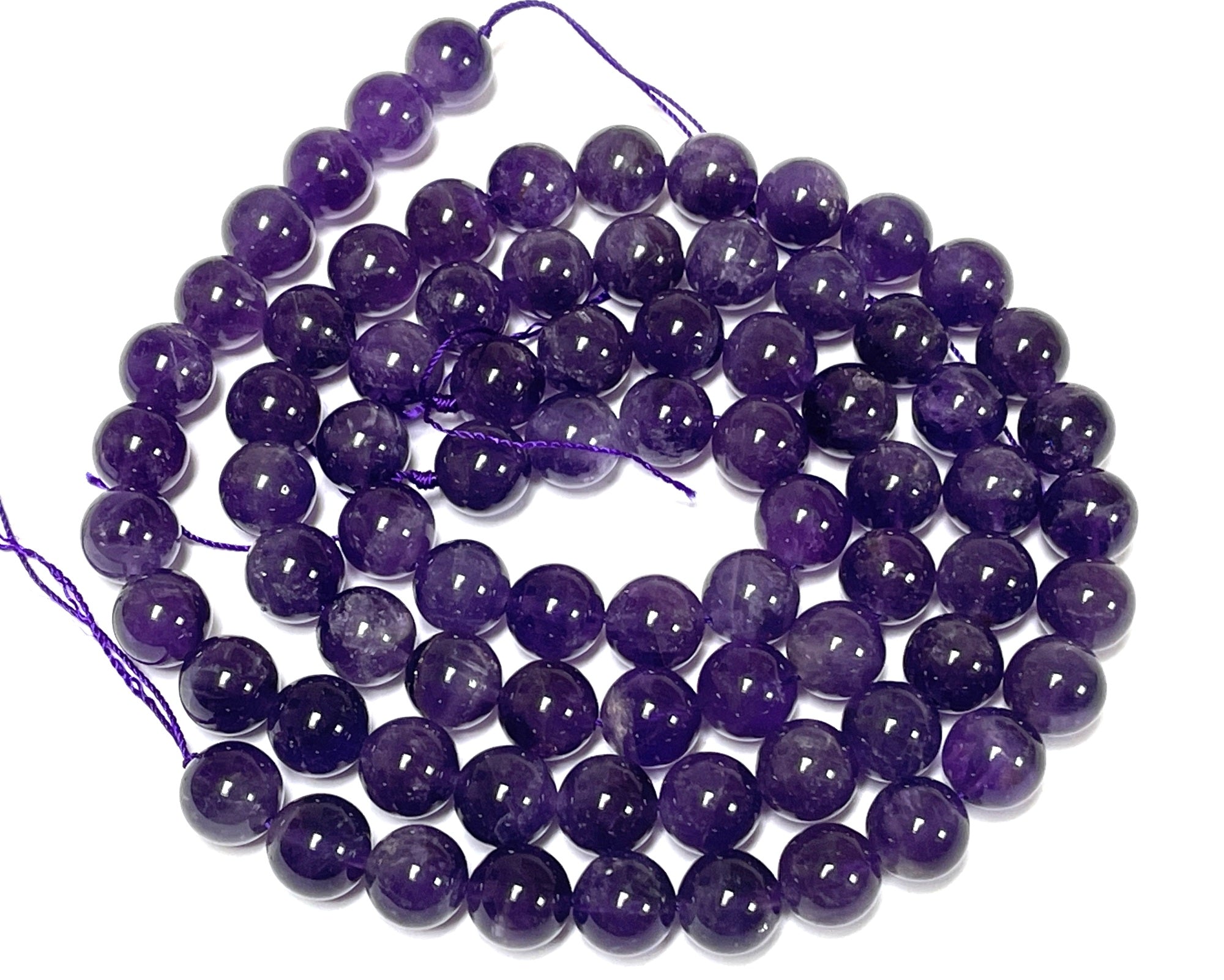 Amethyst 10mm round natural gemstone beads 15" strand