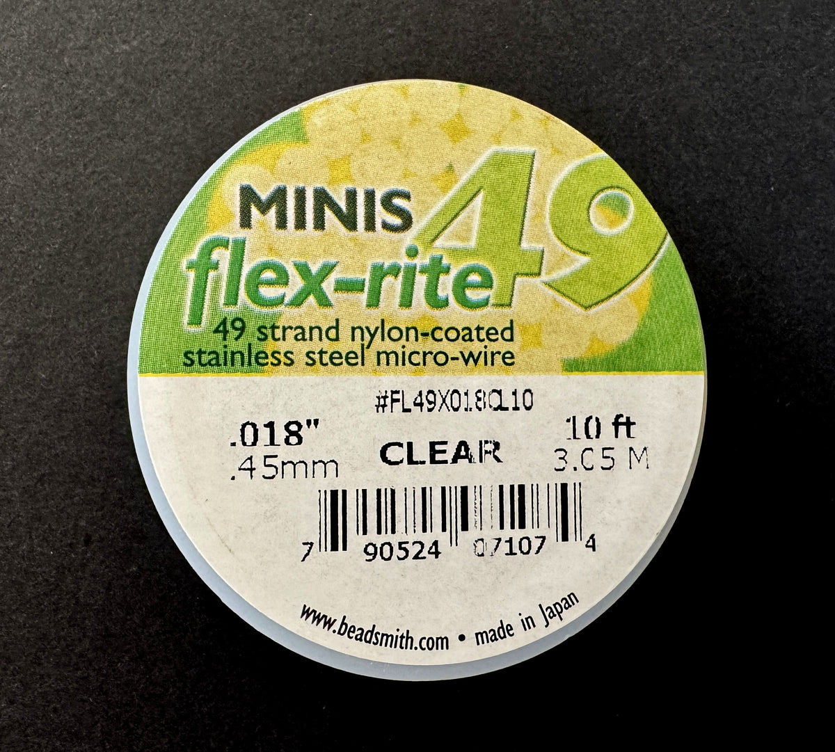 Flexrite 49 strands 0.018" beading wire, Clear, 10 Ft Mini - Oz Beads