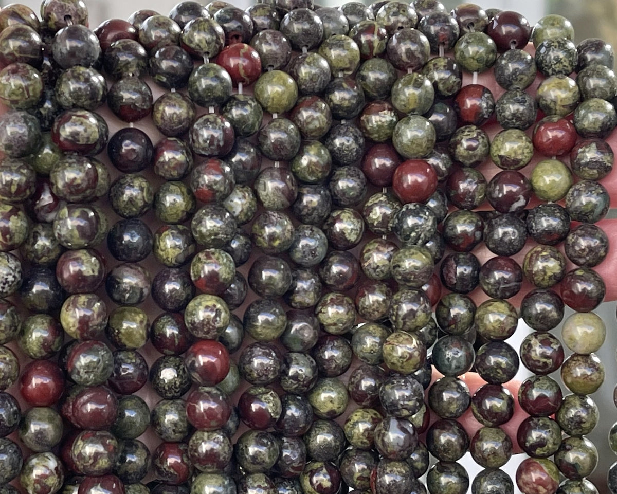 Dragon Blood Jasper 8mm round natural gemstones beads 15.5" strand - Oz Beads 