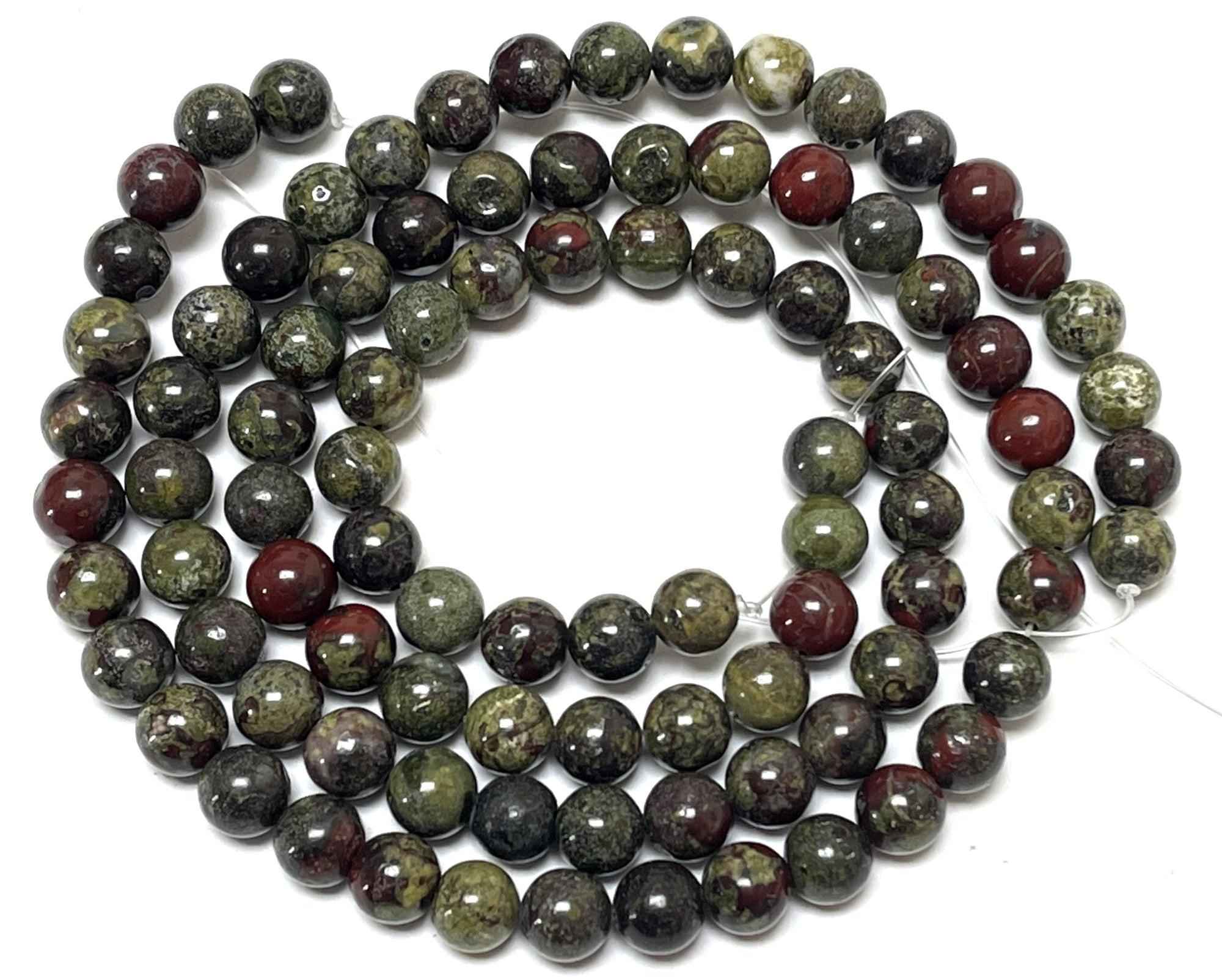 Dragon Blood Jasper 8mm round natural gemstones beads 15.5" strand - Oz Beads 