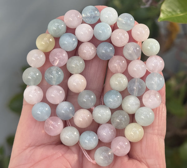 Morganite Beryl 8mm round natural gemstone beads strand Oz