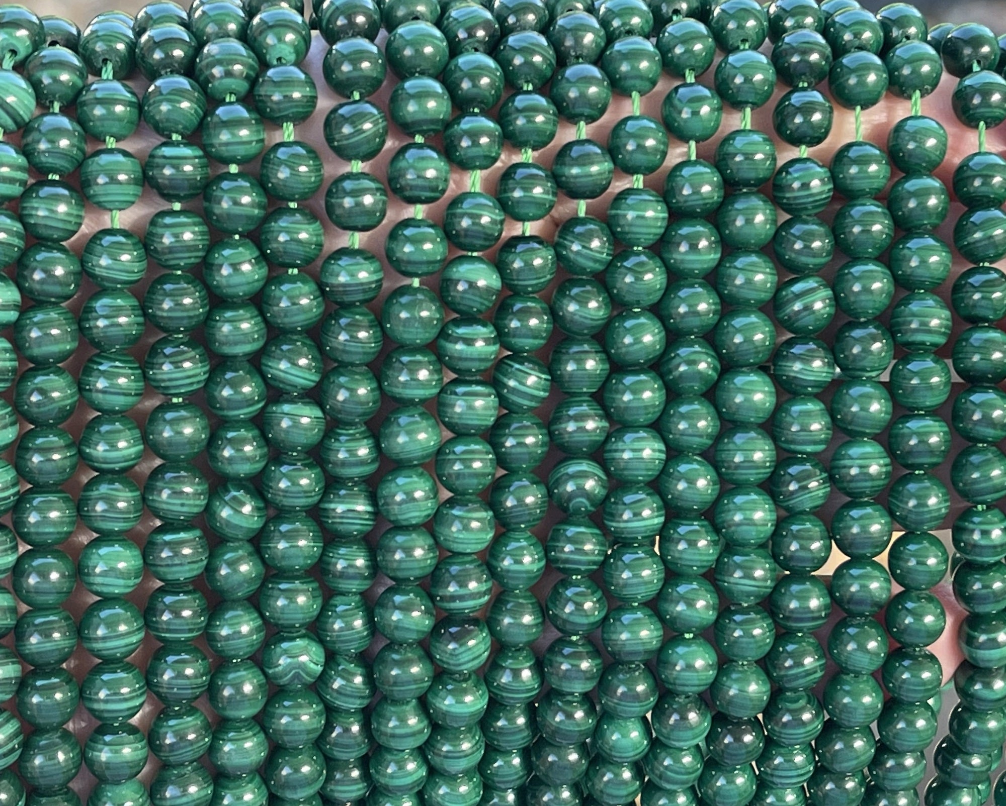 Malachite 6mm round natural gemstone beads 15" strand