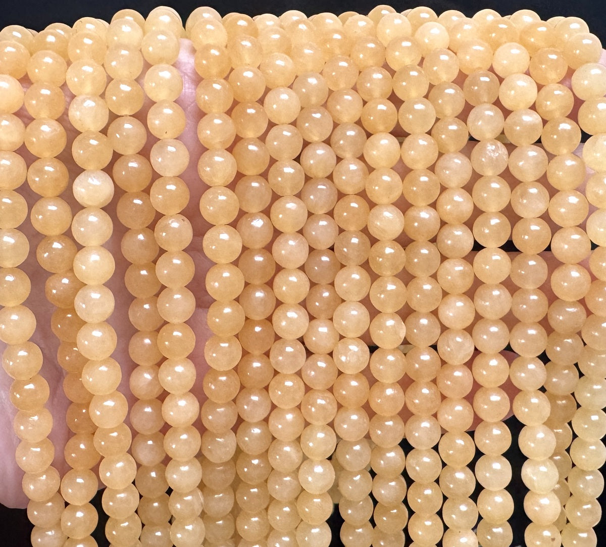 Yellow Honey Jade 6mm round natural gemstone beads 15" strand