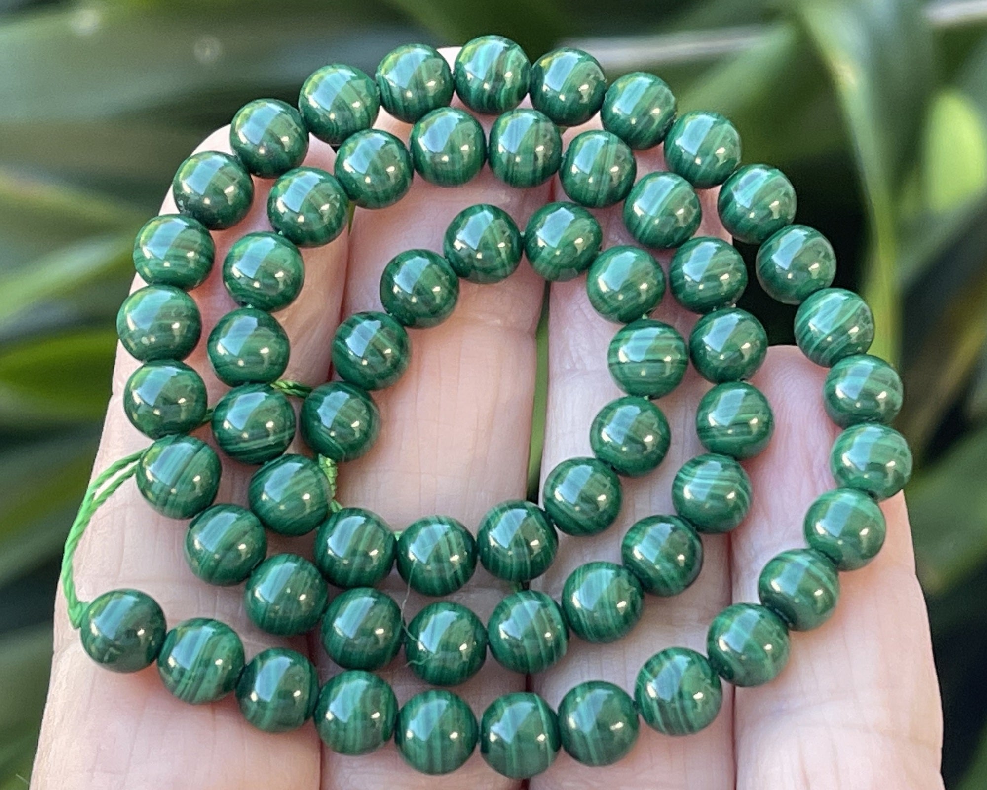 Malachite 6mm round natural gemstone beads 15" strand