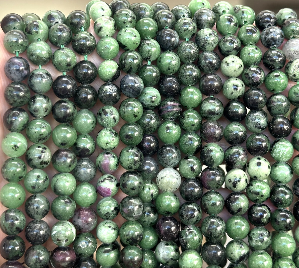 Ruby Zoisite 8mm round natural gemstone beads 15" strand