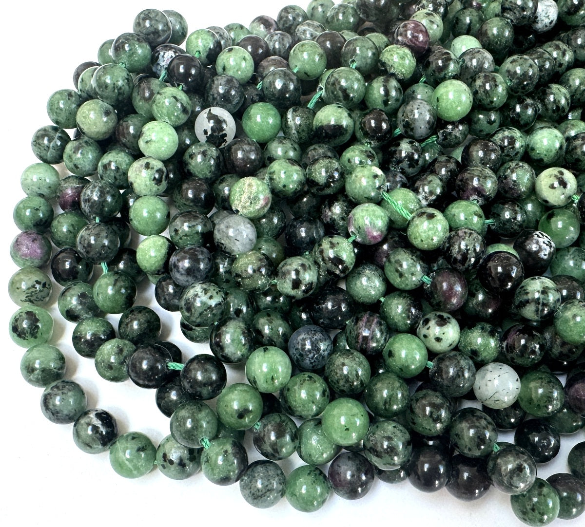 Ruby Zoisite 8mm round natural gemstone beads 15" strand