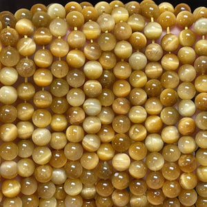 Golden Tiger Eye 8mm round gemstone beads 15.5" strand - Oz Beads 
