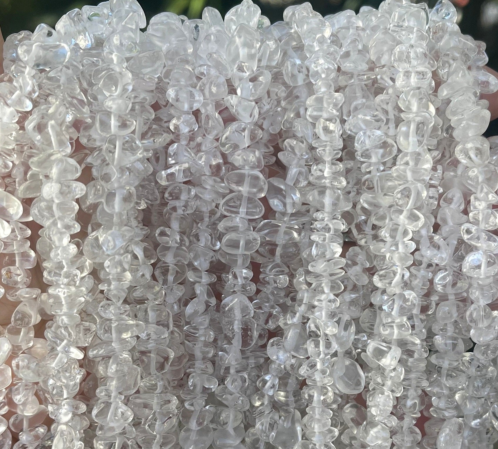 Clear Quartz 6-10mm chip beads natural crystal chips 33" strand