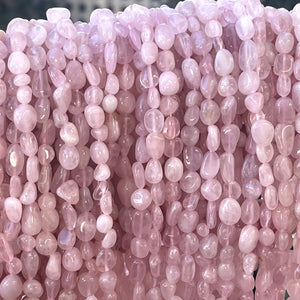 Madagascar Rose Quartz 6-9mm nuggets natural gemstone beads 15.5" strand - Oz Beads 